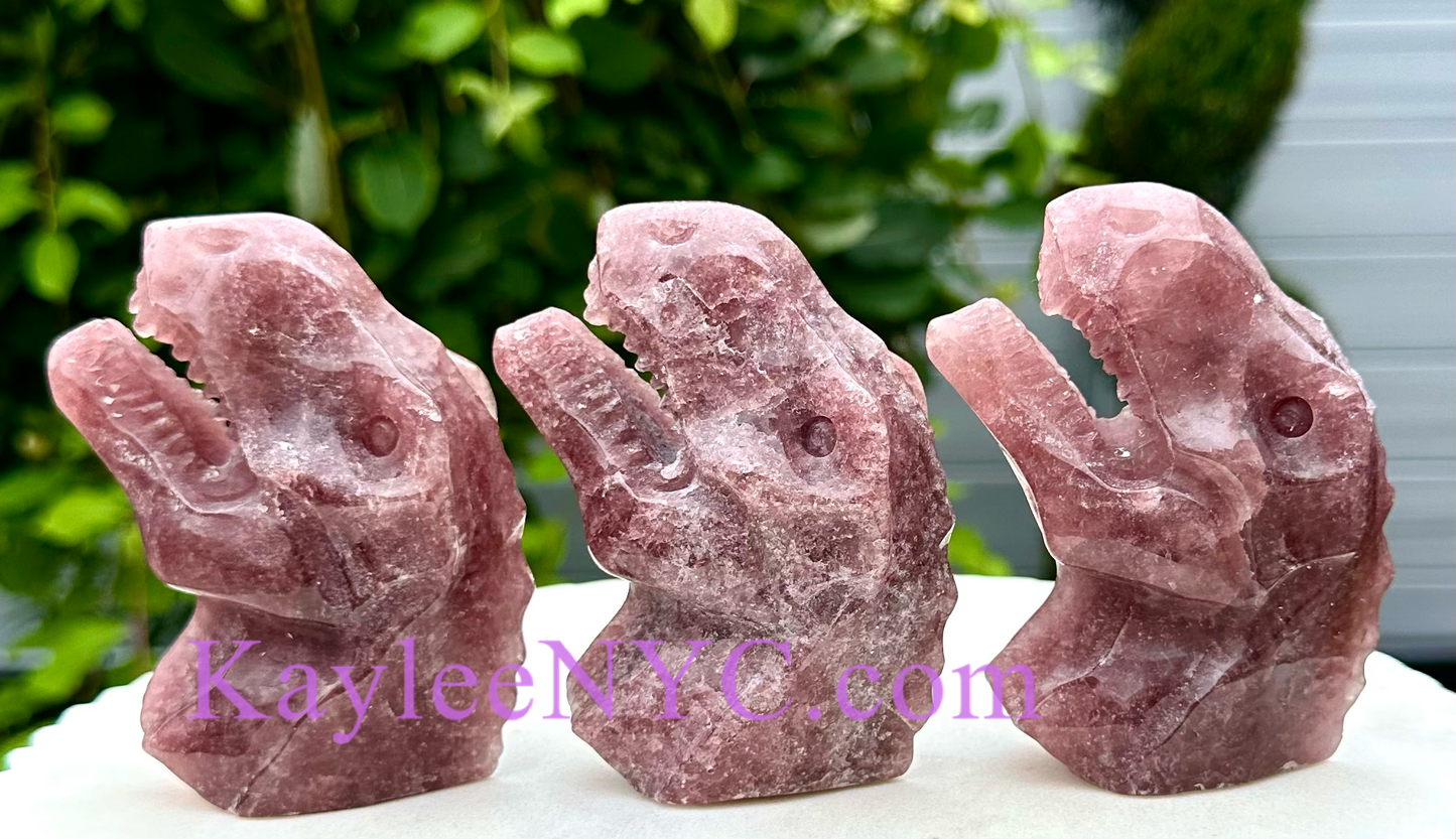 3 PCs Natural Strawberry Quartz Dinosaur