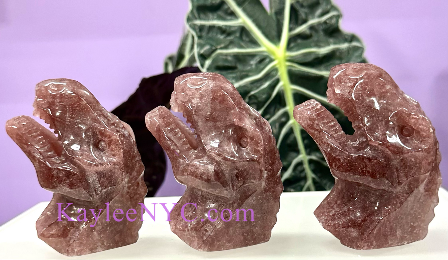 3 PCs Natural Strawberry Quartz Dinosaur