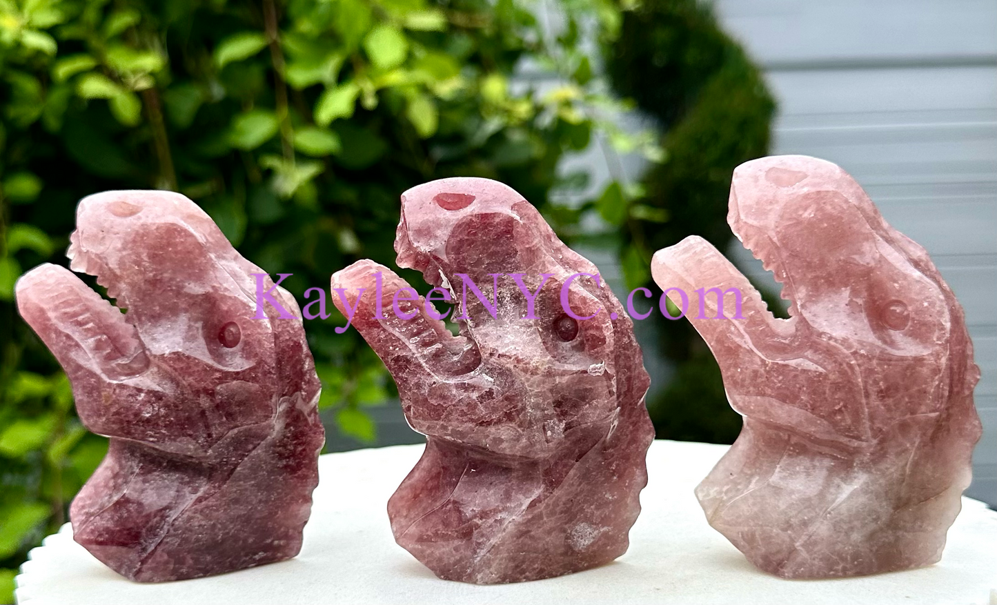 3 PCs Natural Strawberry Quartz Dinosaur