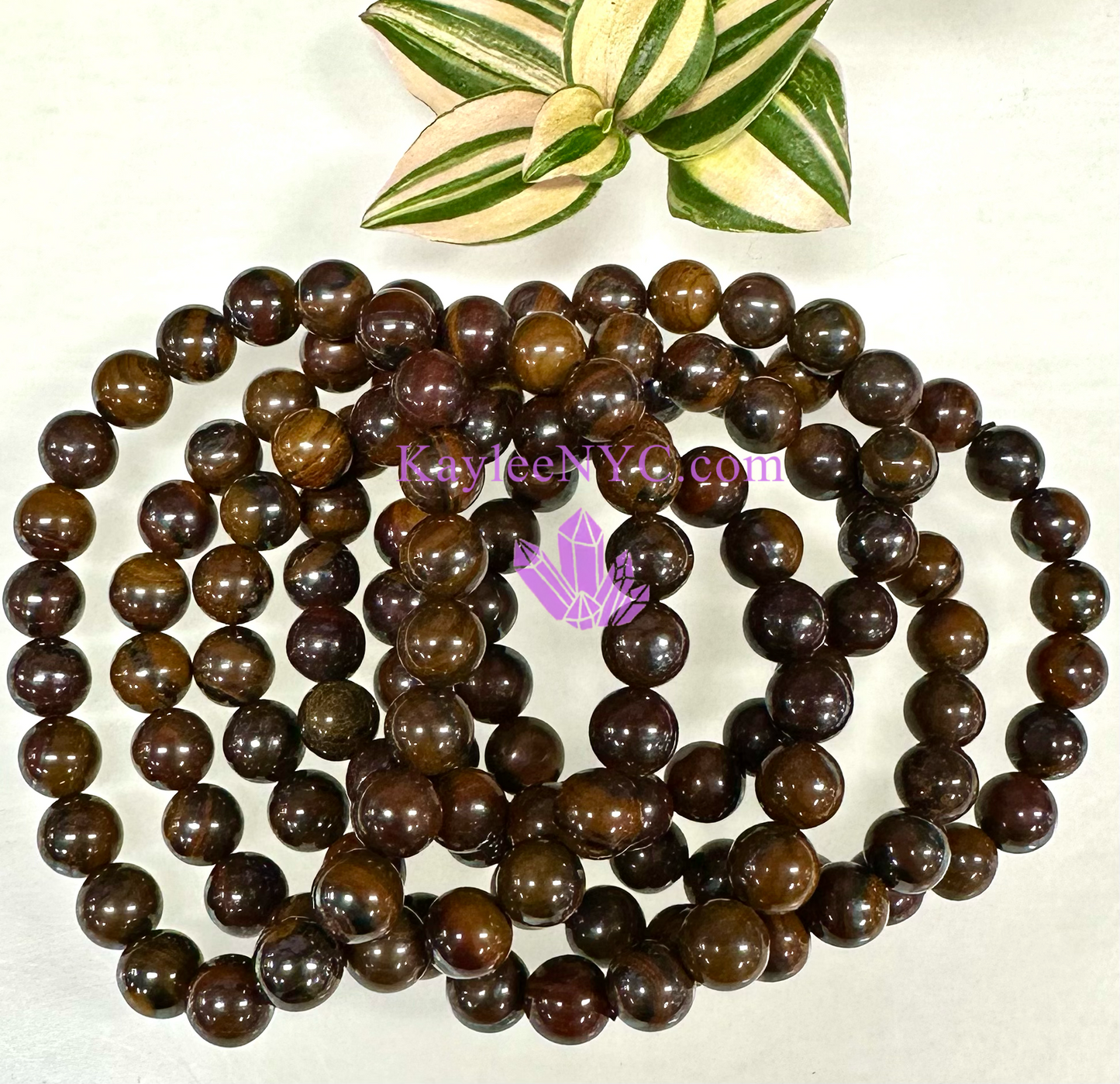 Wholesale 6 Pcs Natural Tiger Iron 8mm 7.5” Crystal Healing Stretch Bracelet