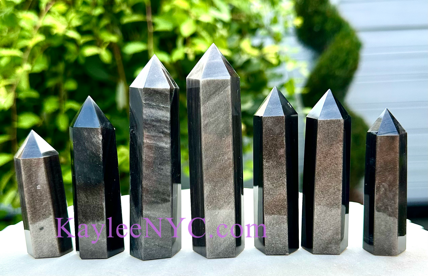 Wholesale Lot 1 Lb Natural Silver Sheen Obsidian Obelisk Tower Point Crystal Energy