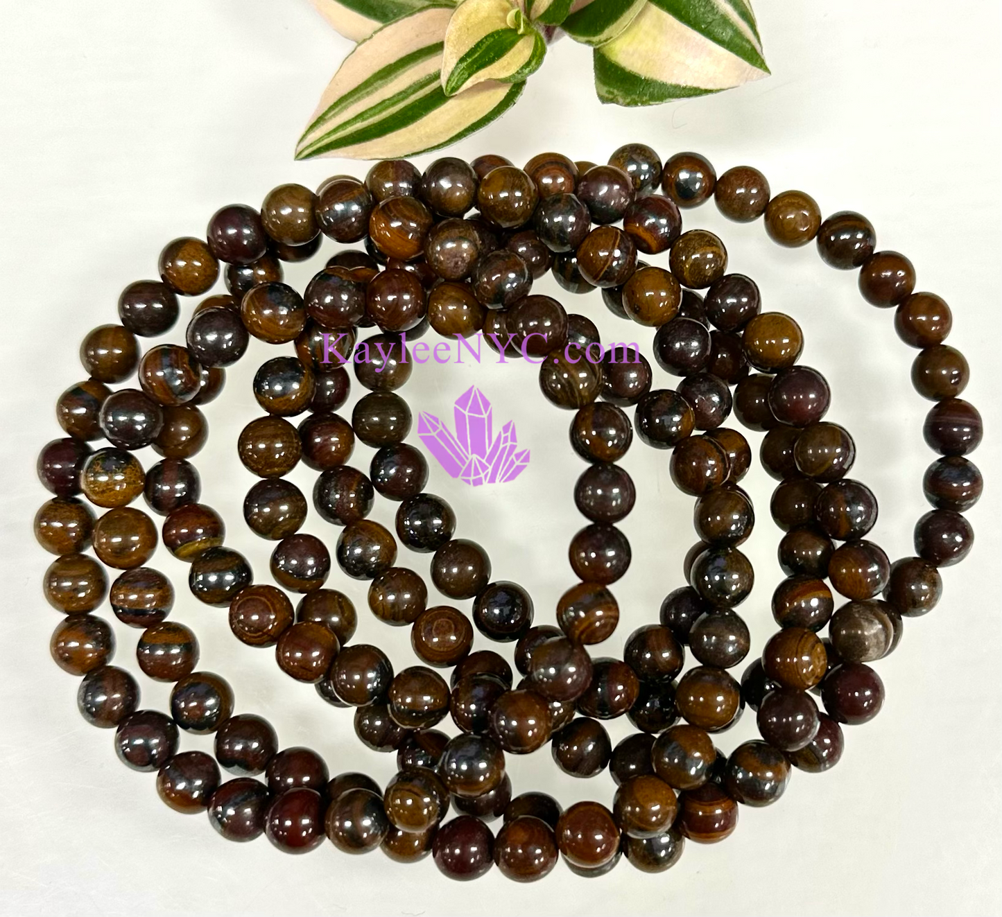 Wholesale 6 Pcs Natural Tiger Iron 6mm 7.5” Crystal Healing Stretch Bracelet