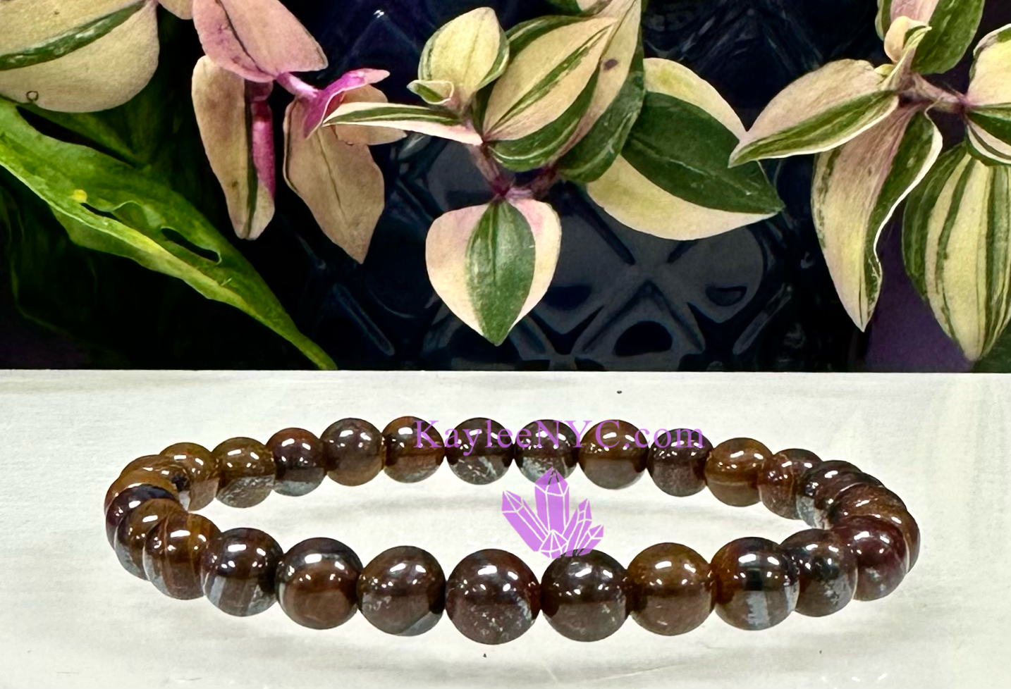 Wholesale 6 Pcs Natural Tiger Iron 6mm 7.5” Crystal Healing Stretch Bracelet