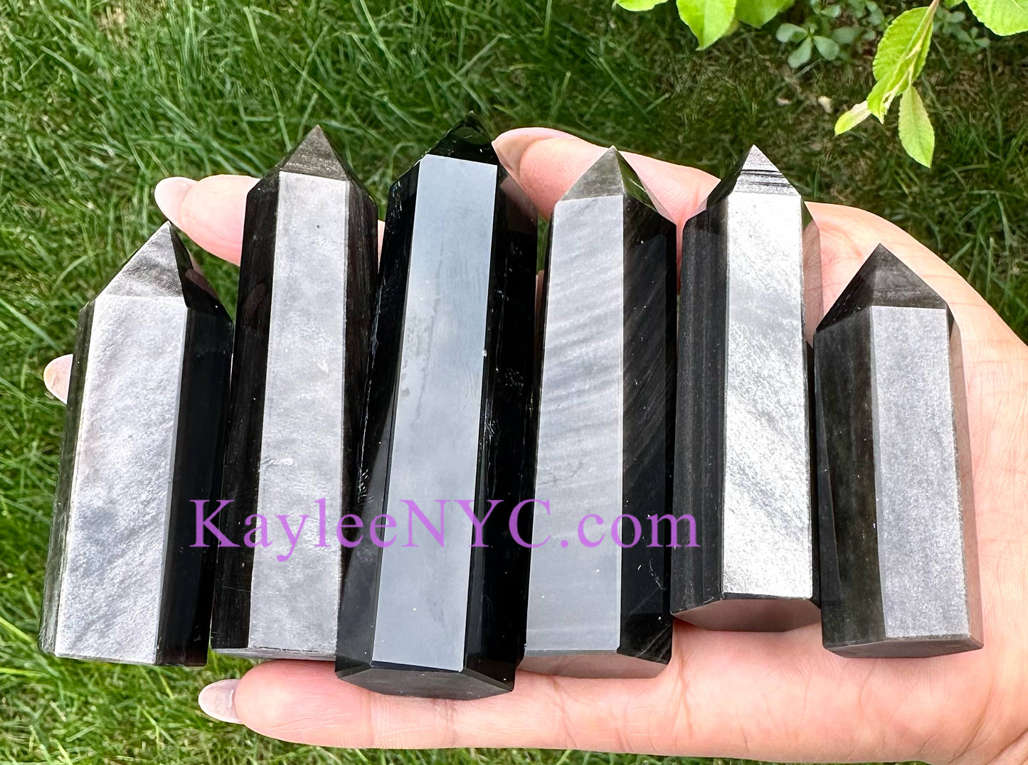 Wholesale Lot 1 Lb Natural Silver Sheen Obsidian Obelisk Tower Point Crystal Energy