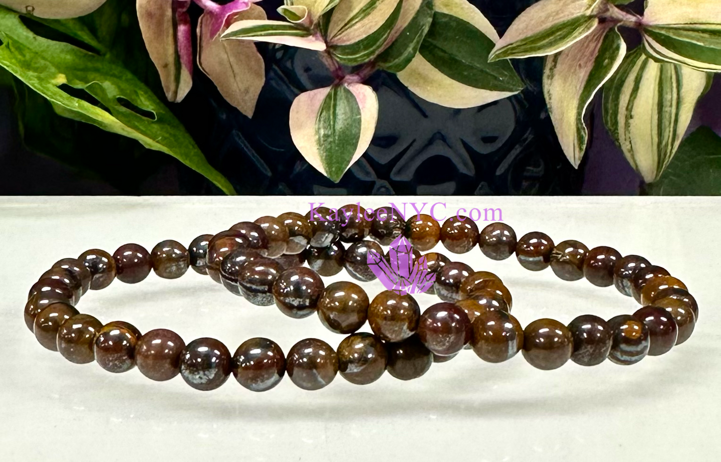 Wholesale 6 Pcs Natural Tiger Iron 6mm 7.5” Crystal Healing Stretch Bracelet