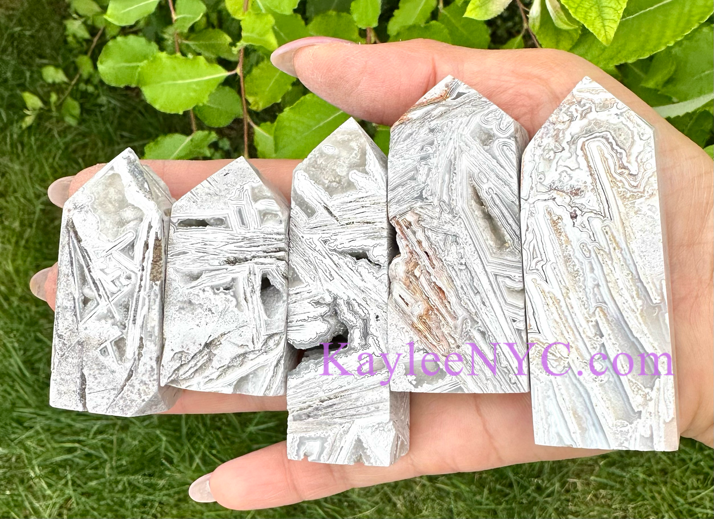 Wholesale Lot 1 Lb Natural White Lace Agate Obelisk Tower Point Crystal Energy