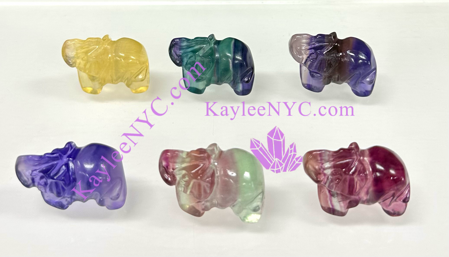 6 PCs 4cm Natural Candy Fluorite Elephantd Crystal