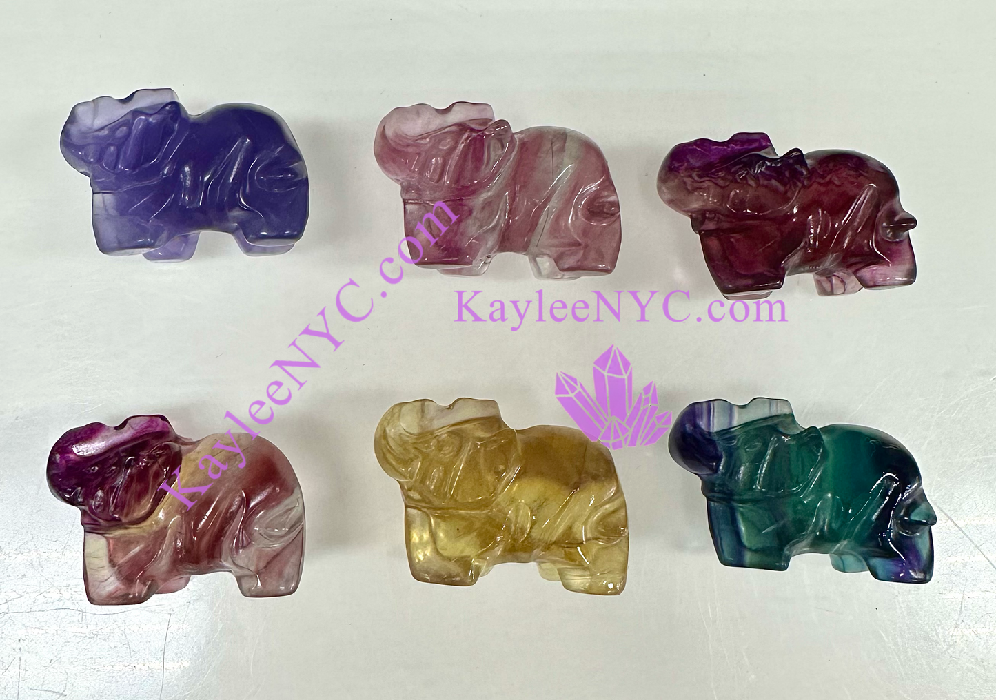 6 PCs 4cm Natural Candy Fluorite Elephantd Crystal