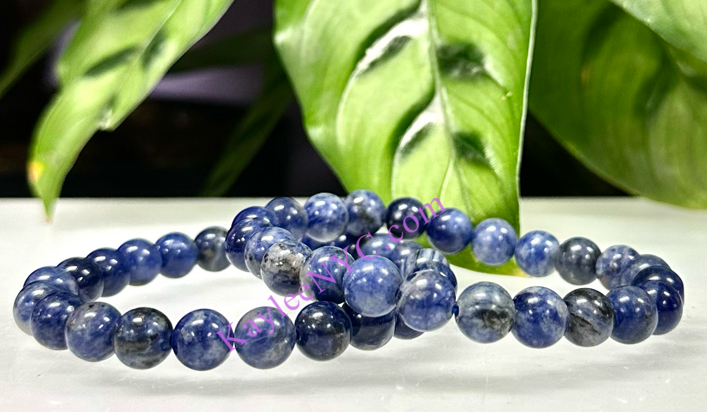 Wholesale 6 Pcs Natural Sodalite 8mm 7.5” Crystal Healing Stretch Bracelet