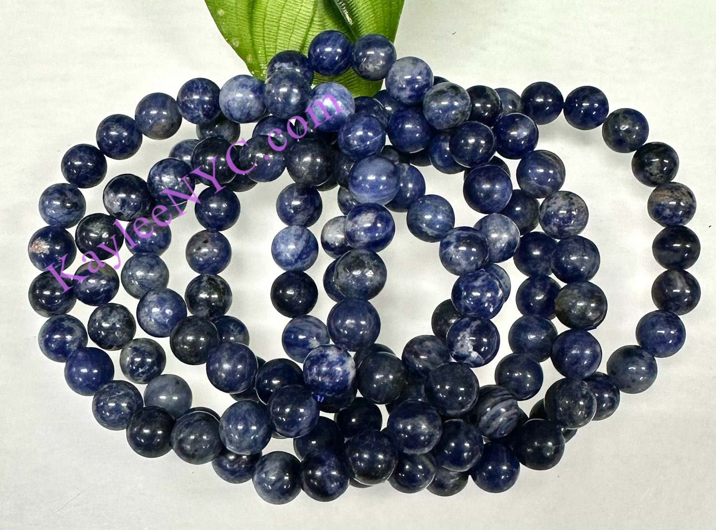 Wholesale 6 Pcs Natural Sodalite 8mm 7.5” Crystal Healing Stretch Bracelet