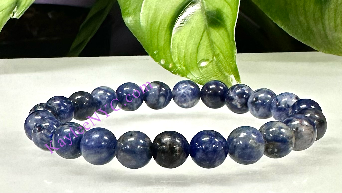 Wholesale 6 Pcs Natural Sodalite 8mm 7.5” Crystal Healing Stretch Bracelet