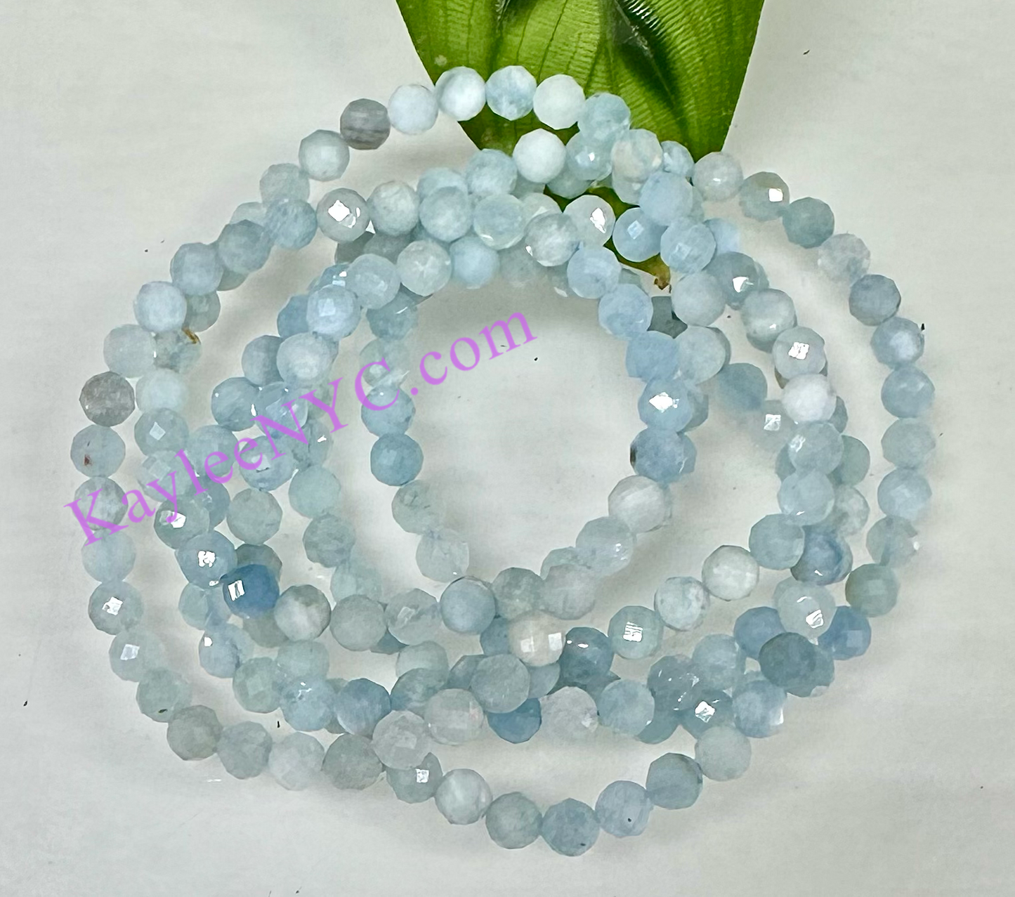 Wholesale Lot 6 Pcs Natural Aquamarine Faceted 6mm 7.5” Crystal Healing Stretch Bracelet