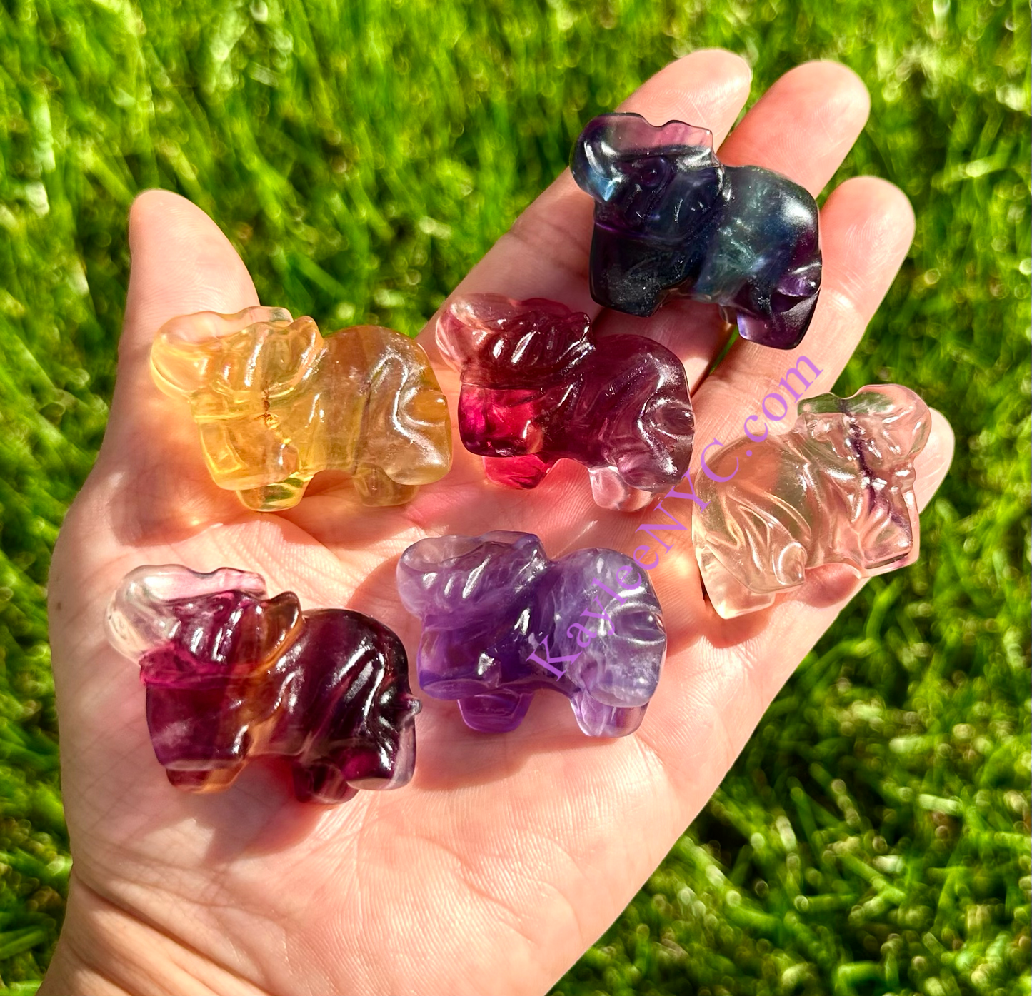 6 PCs 4cm Natural Candy Fluorite Elephantd Crystal