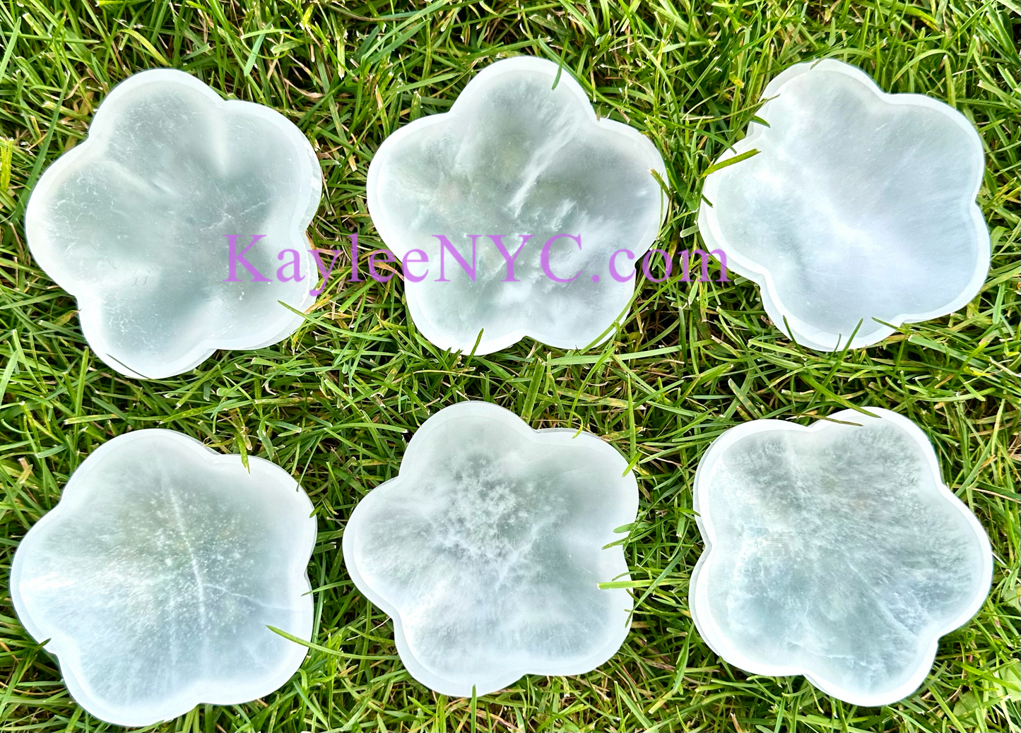 6 PCs Natural Selenite aka Satin Spar Flower Bowl ~10cm