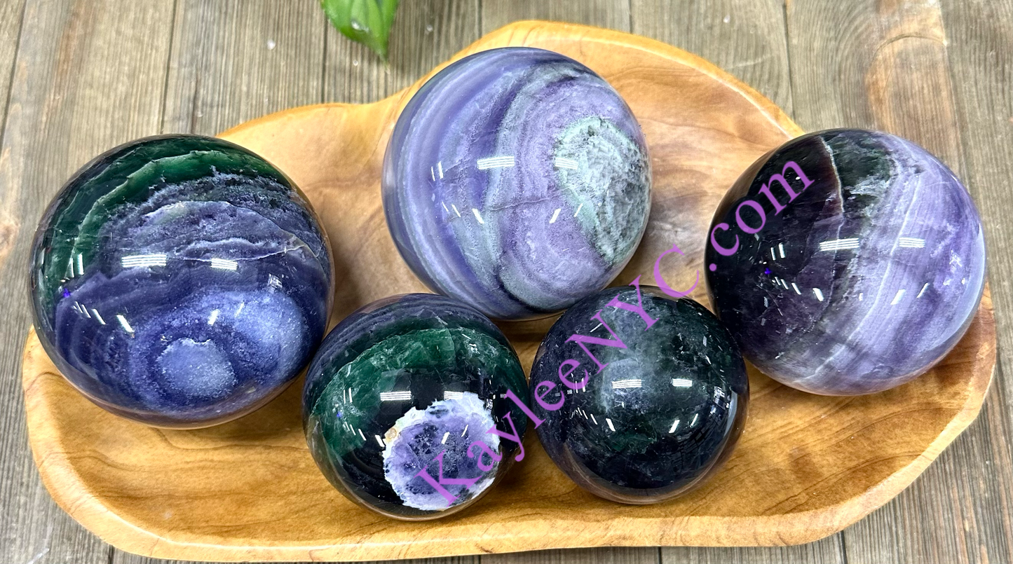 Wholesale Lot 5 Pcs Natural Silk Fluorite Spheres Crystal Ball 4.8-5 Lbs