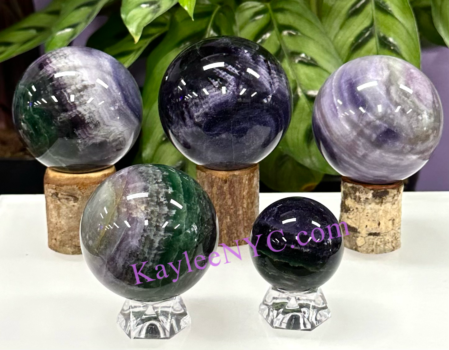 Wholesale Lot 5 Pcs Natural Silk Fluorite Spheres Crystal Ball 4.8-5 Lbs