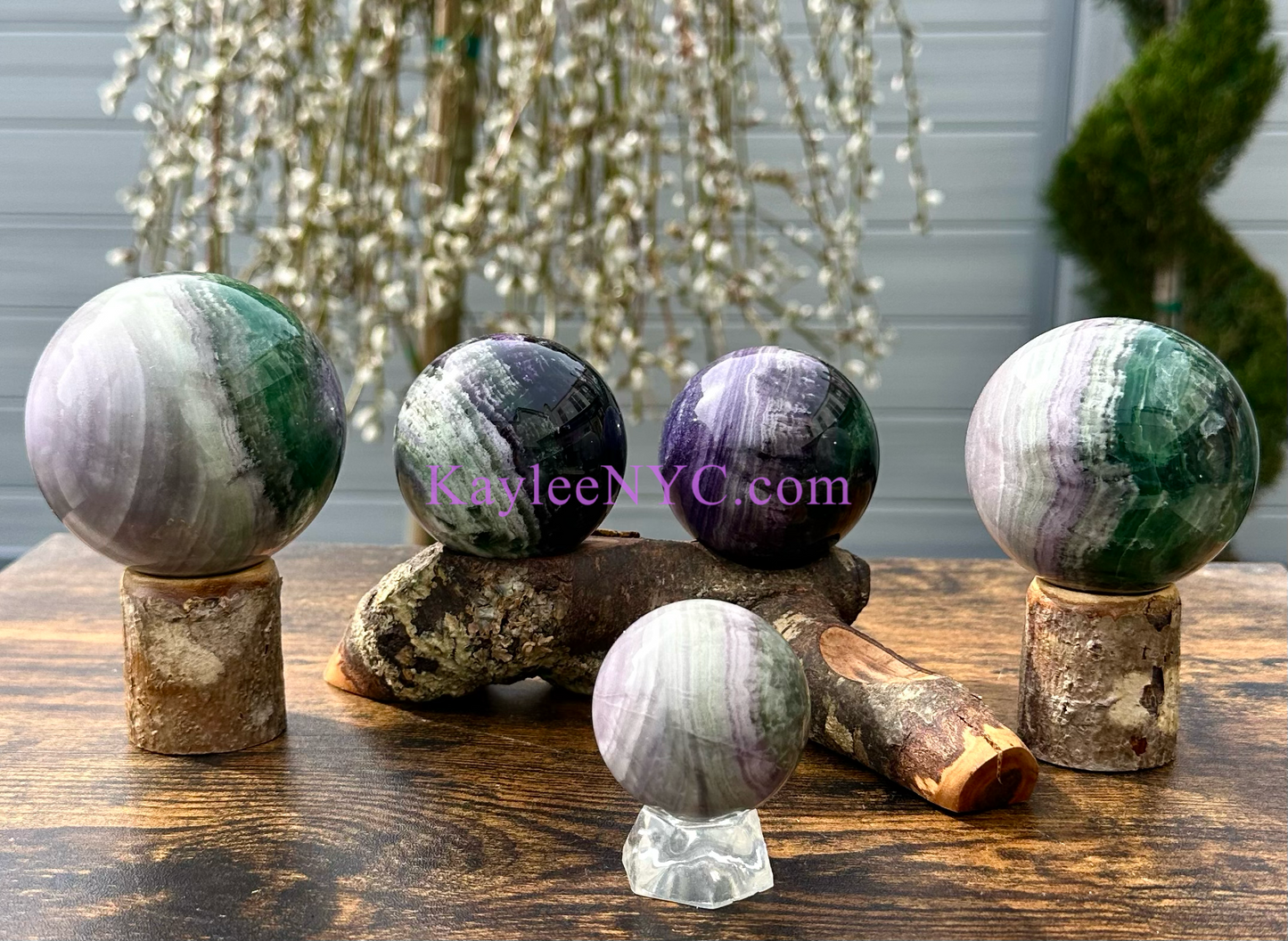 Wholesale Lot 5 Pcs Natural Silk Fluorite Spheres Crystal Ball 4.8-5 Lbs