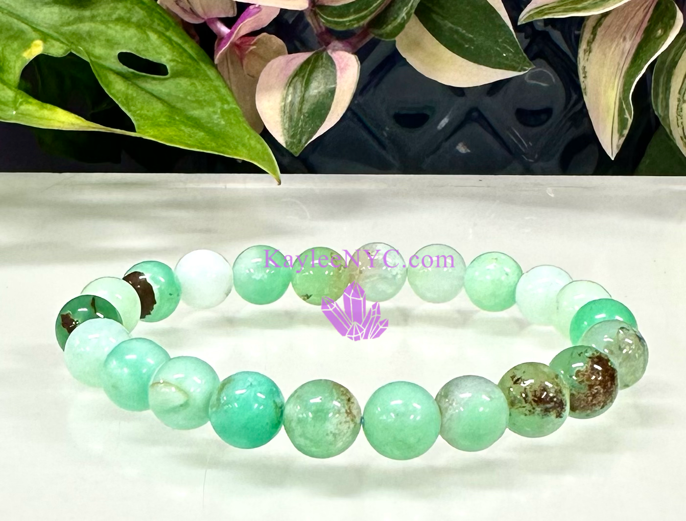 6 PCs 8mm Natural Chrysoprase Stretch Bracelet 7.5”