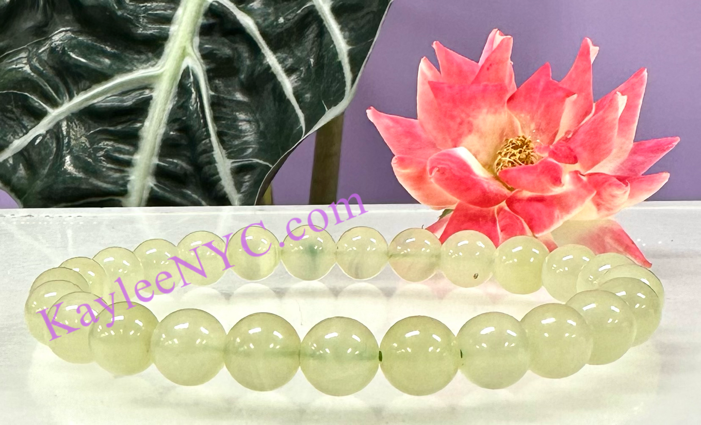 6 PCs 8mm Natural Green Onyx Stretch Bracelet 7.5”