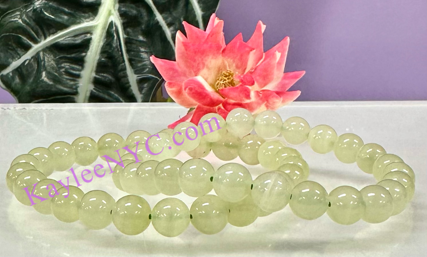 6 PCs 8mm Natural Green Onyx Stretch Bracelet 7.5”