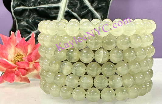 6 PCs 8mm Natural Green Onyx Stretch Bracelet 7.5”