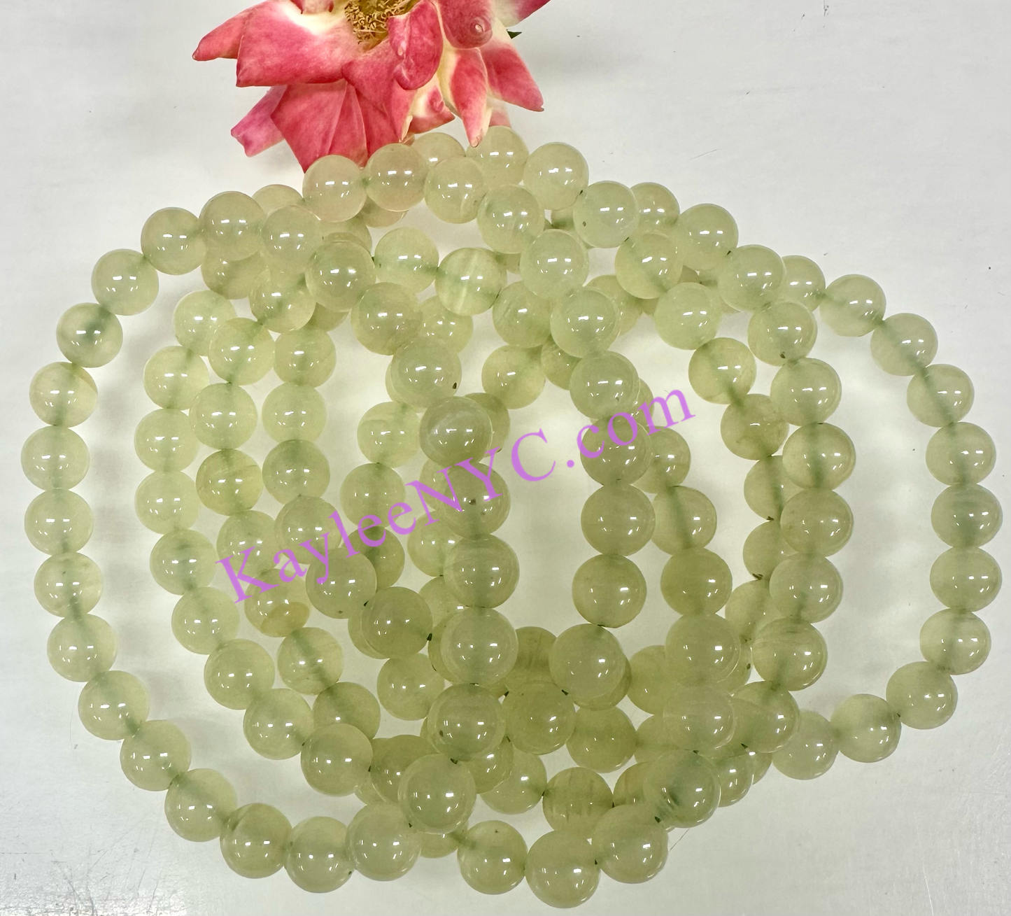 6 PCs 8mm Natural Green Onyx Stretch Bracelet 7.5”