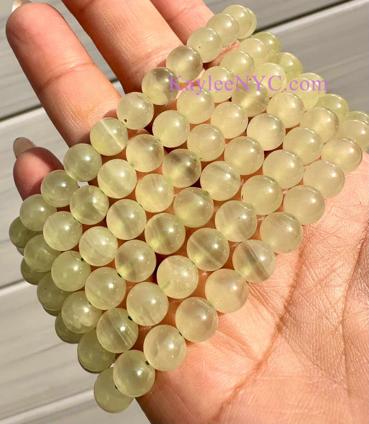 6 PCs 8mm Natural Green Onyx Stretch Bracelet 7.5”