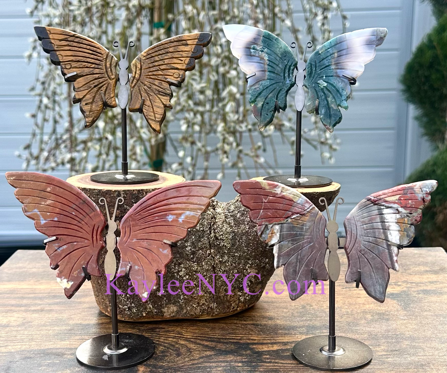 Wholesale Lot 4 PCs Natural Crystal Butterfly w/stand Healing Energy