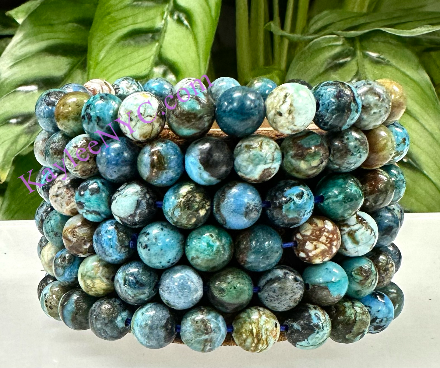 Wholesale 6 Pcs Natural Chrysocolla 8mm 7.5” Crystal Healing Stretch Bracelet