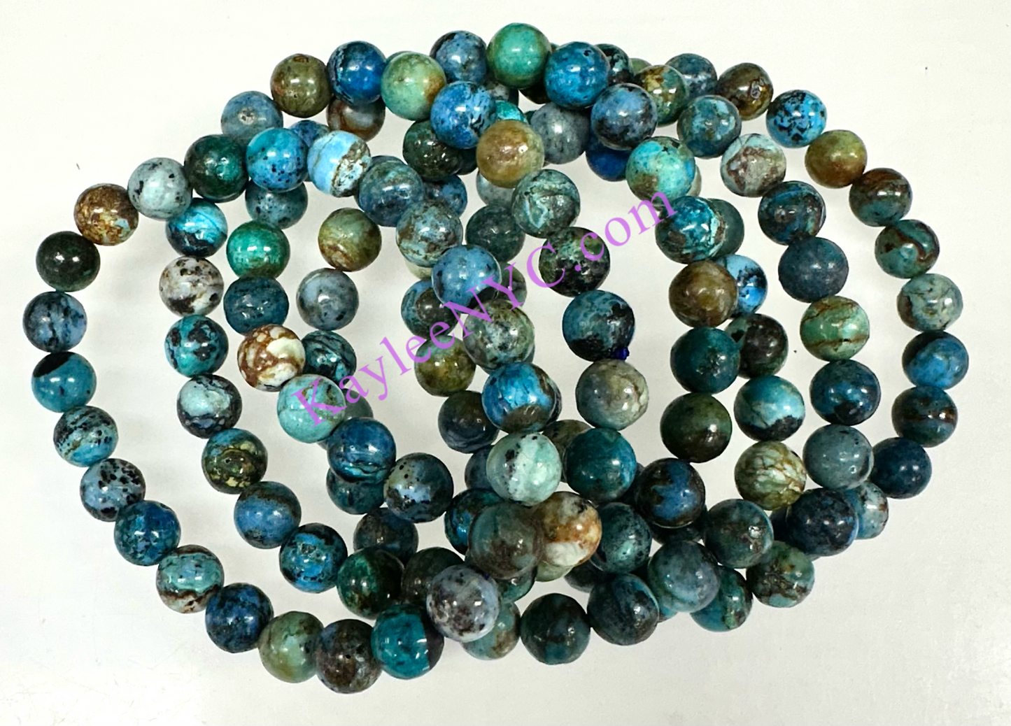 Wholesale 6 Pcs Natural Chrysocolla 8mm 7.5” Crystal Healing Stretch Bracelet