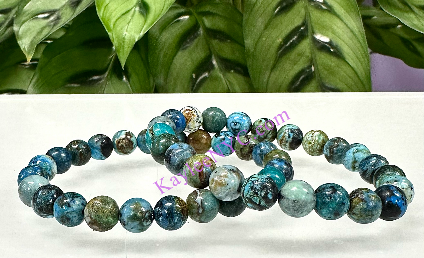 Wholesale 6 Pcs Natural Chrysocolla 8mm 7.5” Crystal Healing Stretch Bracelet