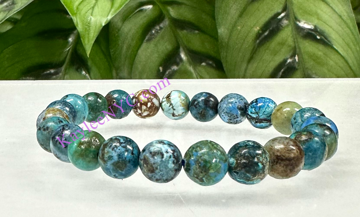 Wholesale 6 Pcs Natural Chrysocolla 8mm 7.5” Crystal Healing Stretch Bracelet