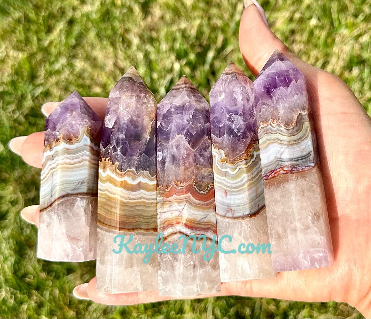 2 lbs Natural Amethyst Lace Agate Obelisk Tower