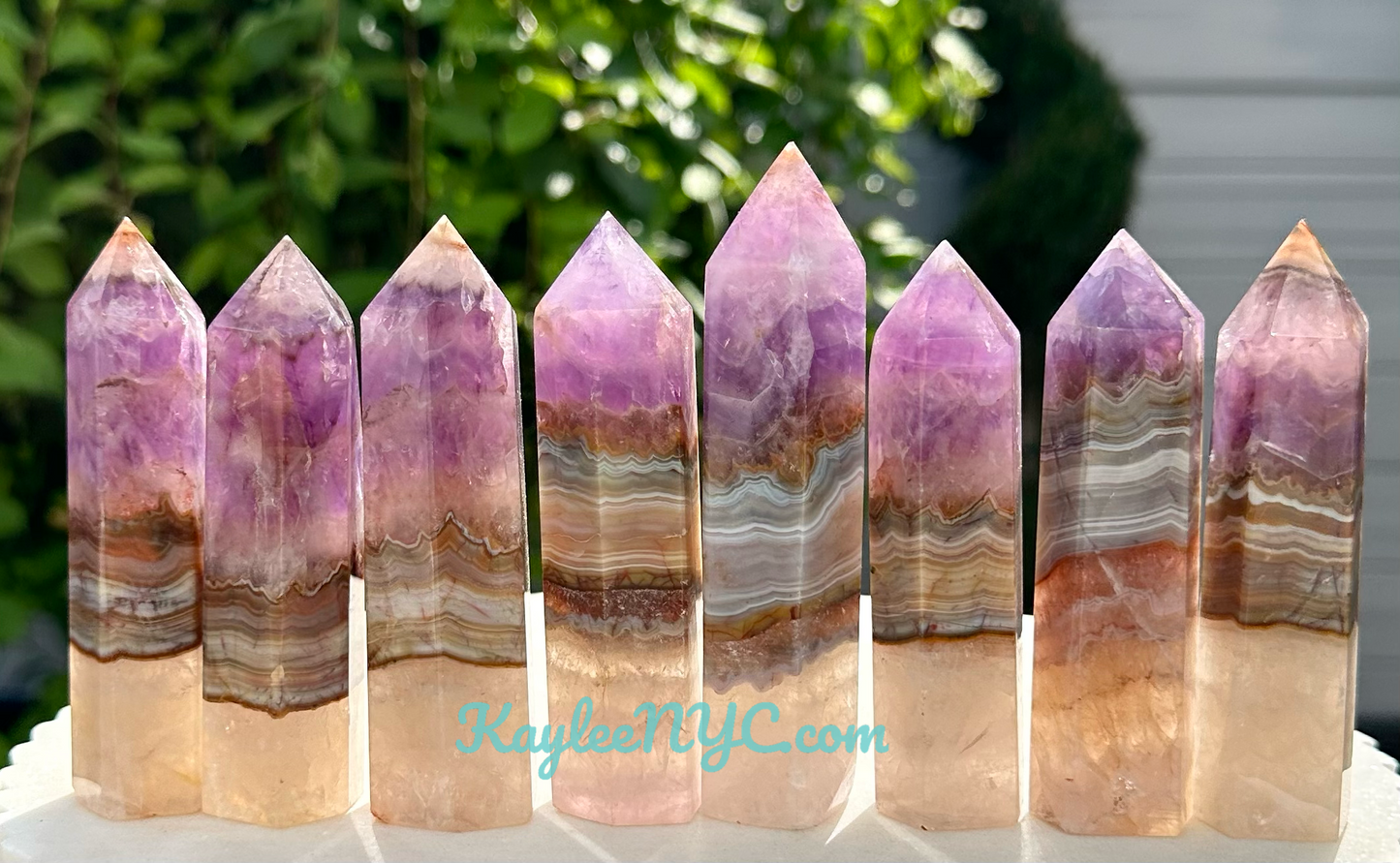 2 lbs Natural Amethyst Lace Agate Obelisk Tower