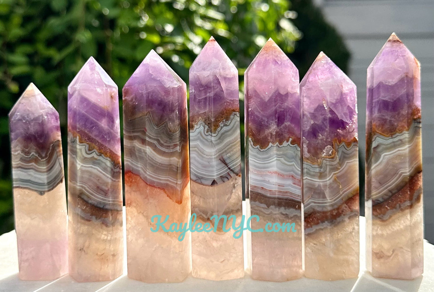 2 lbs Natural Amethyst Lace Agate Obelisk Tower