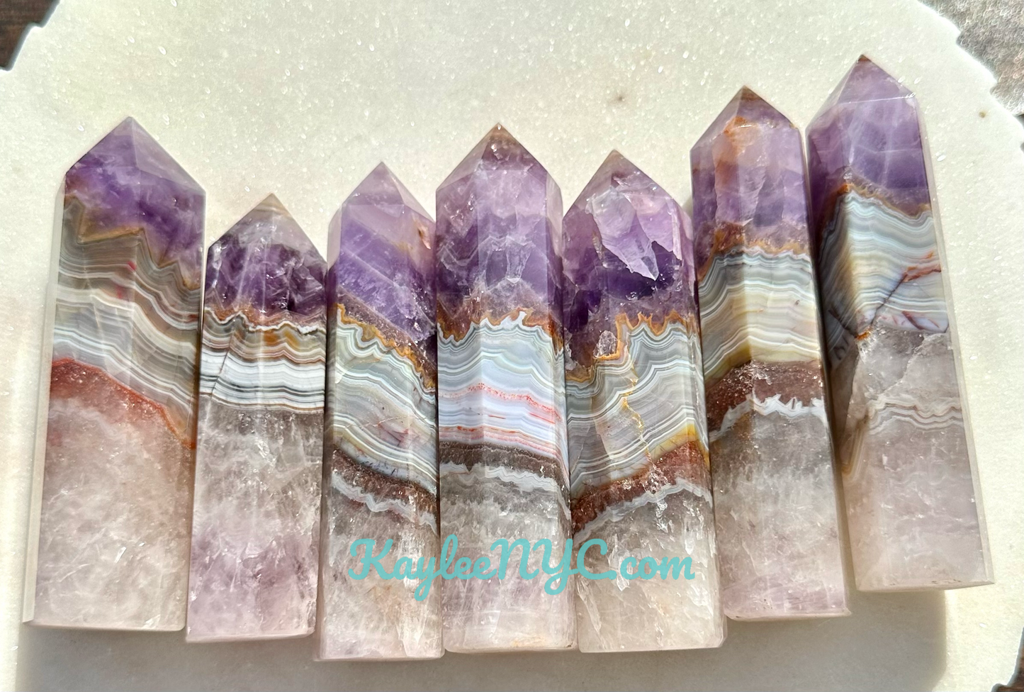 2 lbs Natural Amethyst Lace Agate Obelisk Tower