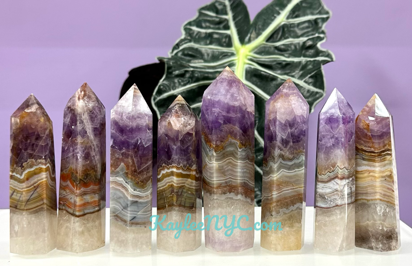 2 lbs Natural Amethyst Lace Agate Obelisk Tower