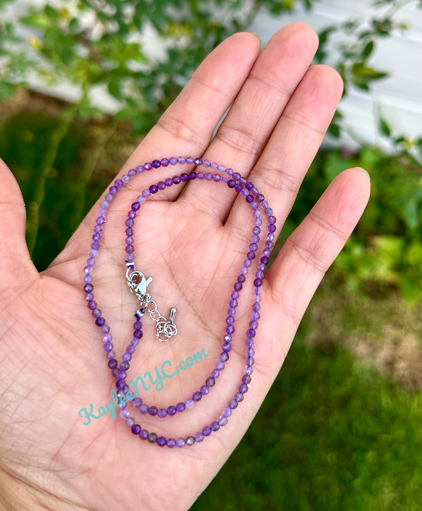 6 PCs 2mm Natural Amethyst Necklaces