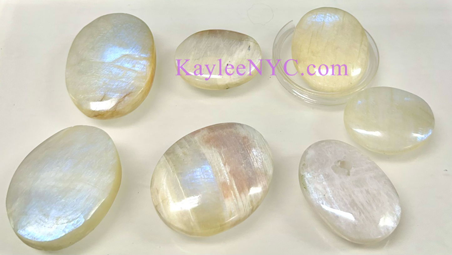 Wholesale Lot 1 lb Natural Moonstone Palm Stone Crystal Healing Energy