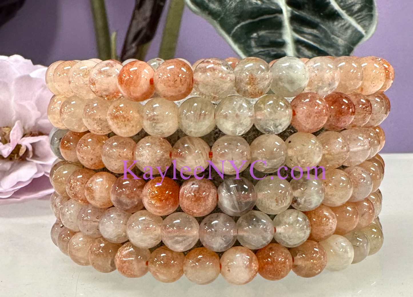 Wholesale lot 6 Pcs Natural Arusha Sunstone 6mm 7.5” Crystal Healing Stretch Bracelet