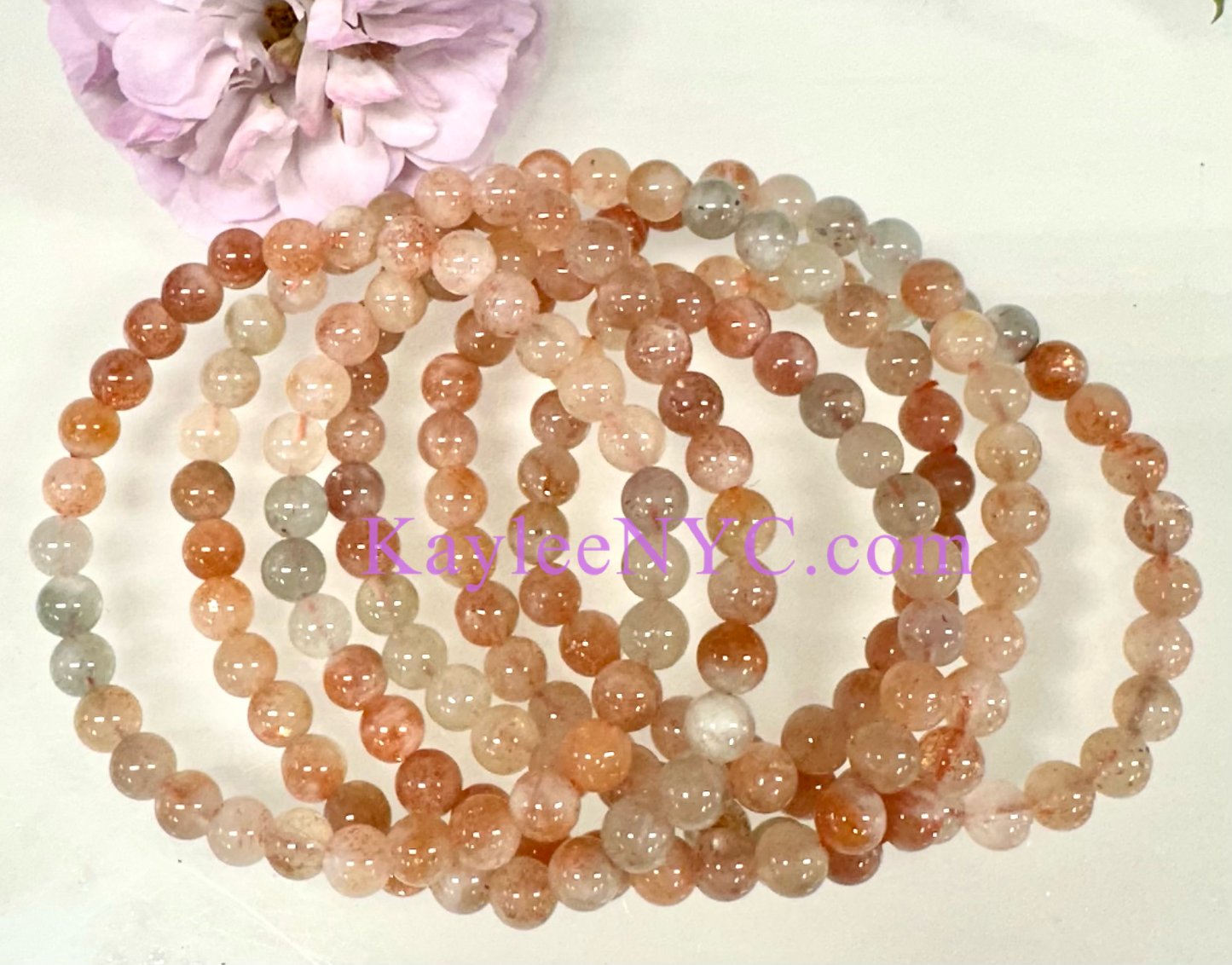 Wholesale lot 6 Pcs Natural Arusha Sunstone 6mm 7.5” Crystal Healing Stretch Bracelet