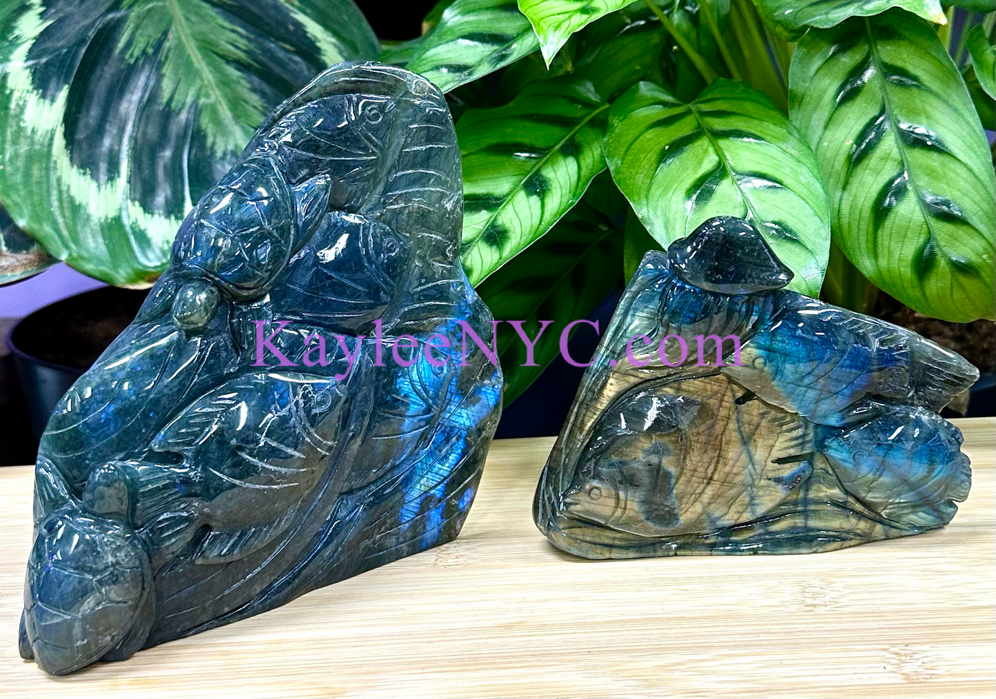 2 PCs Natural Labradorite Sea carvings healing energy