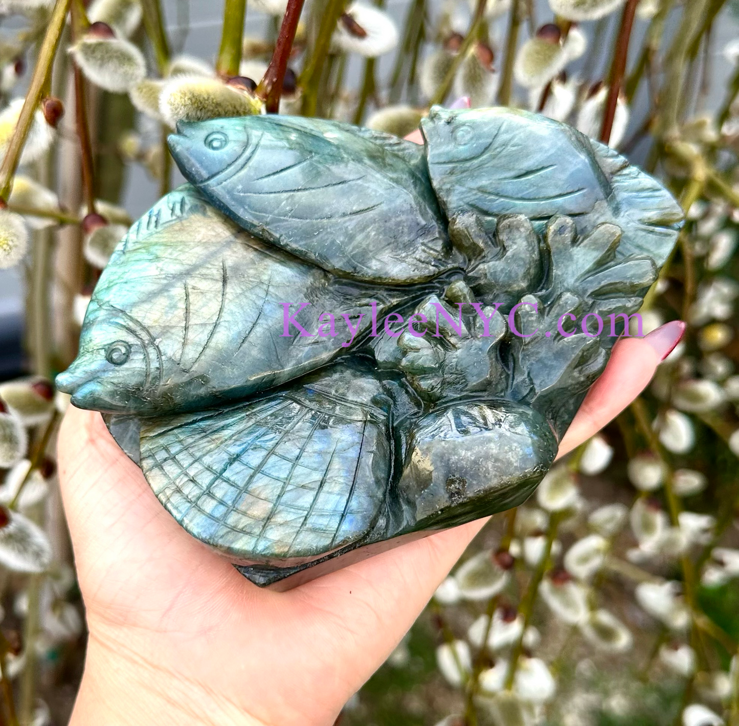 2 PCs Natural Labradorite Sea carvings healing energy