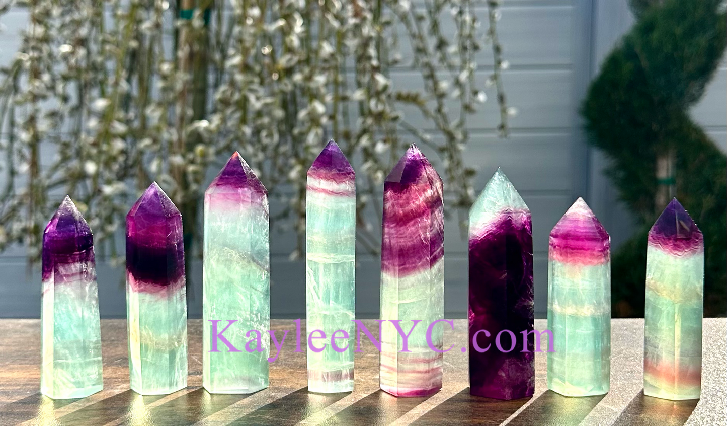 Wholesale Lot 2 Lbs Natural Watermelon Fluorite Tower Obelisk Point Crystal Energy