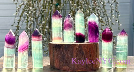 Wholesale Lot 2 Lbs Natural Watermelon Fluorite Tower Obelisk Point Crystal Energy