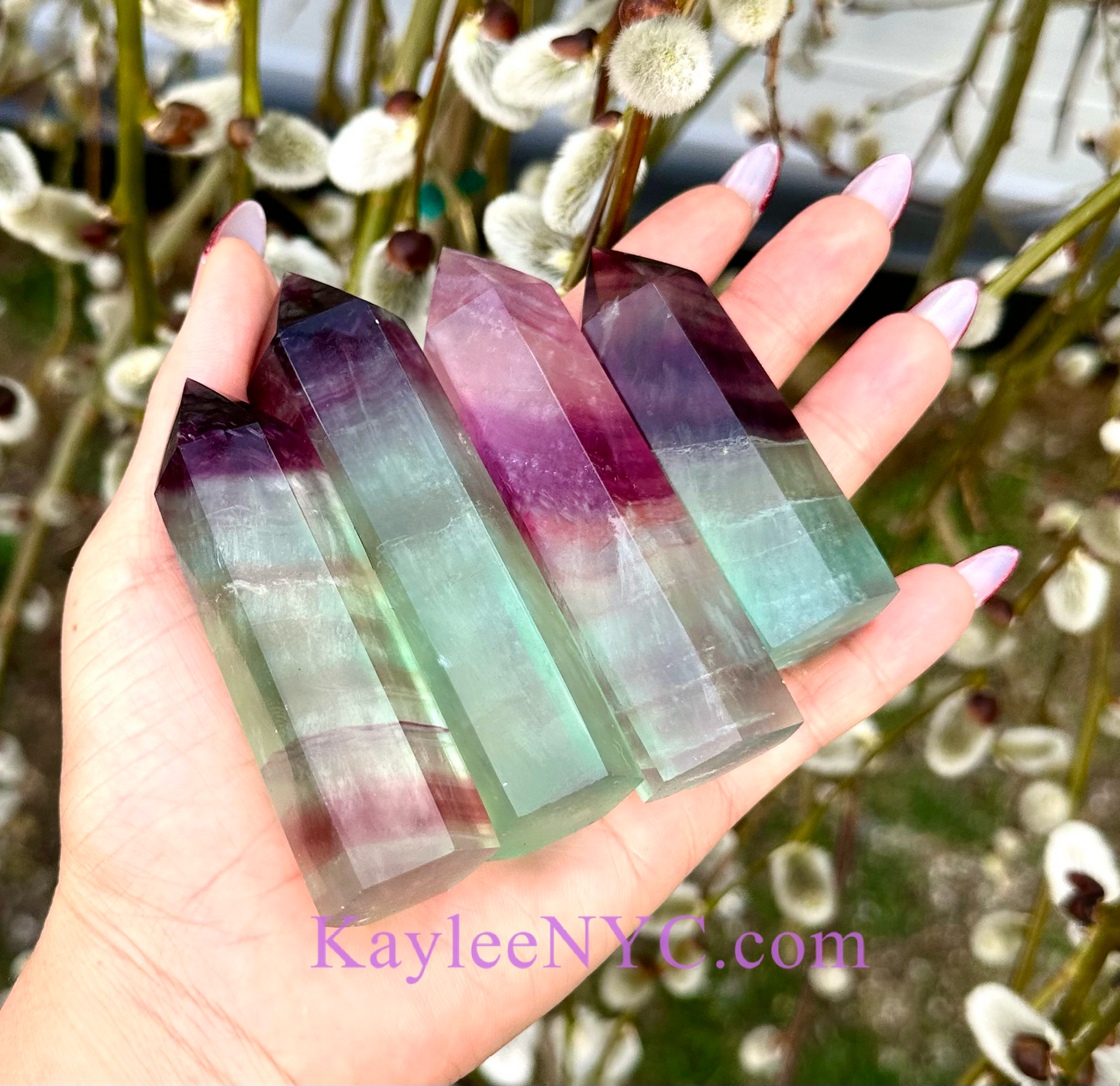 Wholesale Lot 2 Lbs Natural Watermelon Fluorite Tower Obelisk Point Crystal Energy