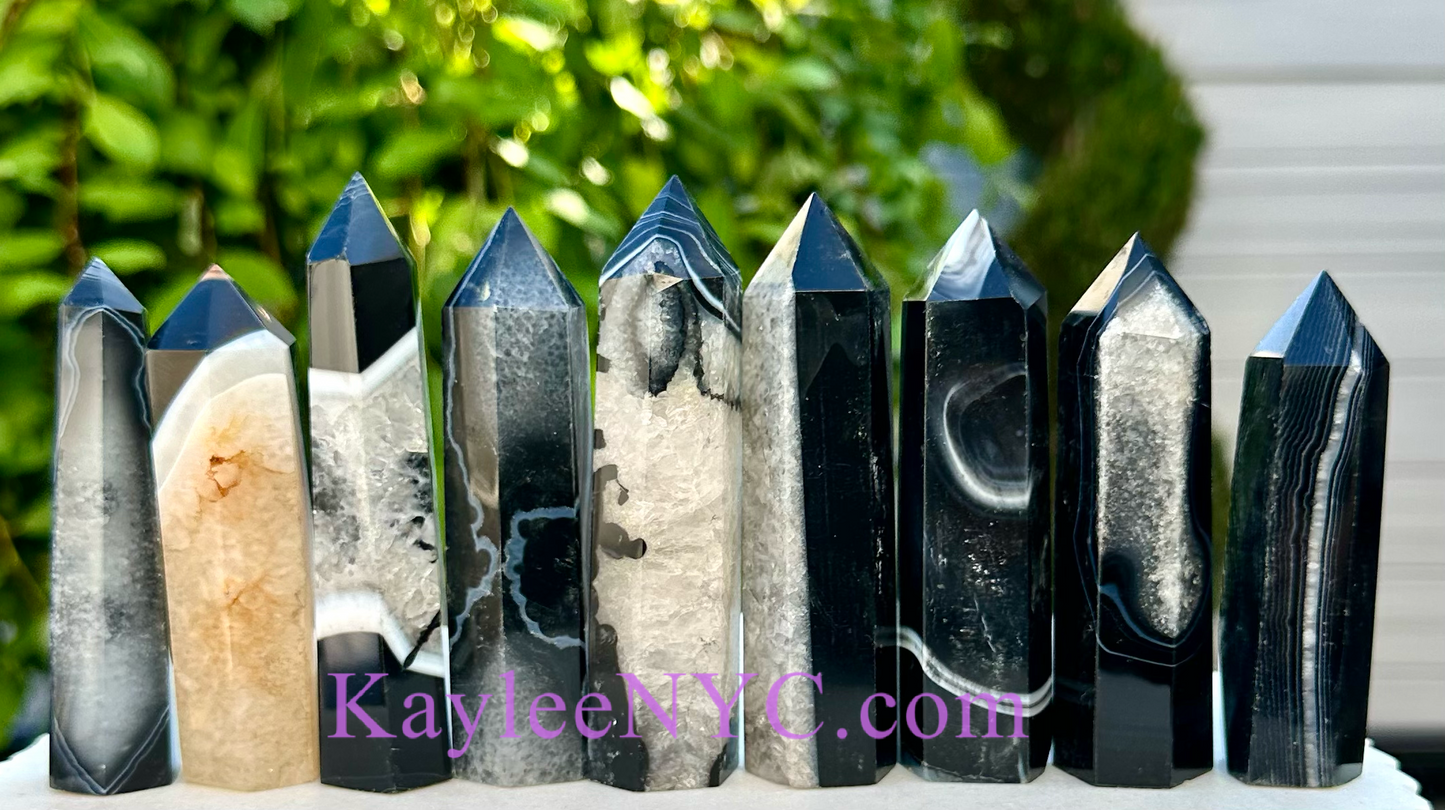 2 lbs Natural Black Onyx Obelisk Tower