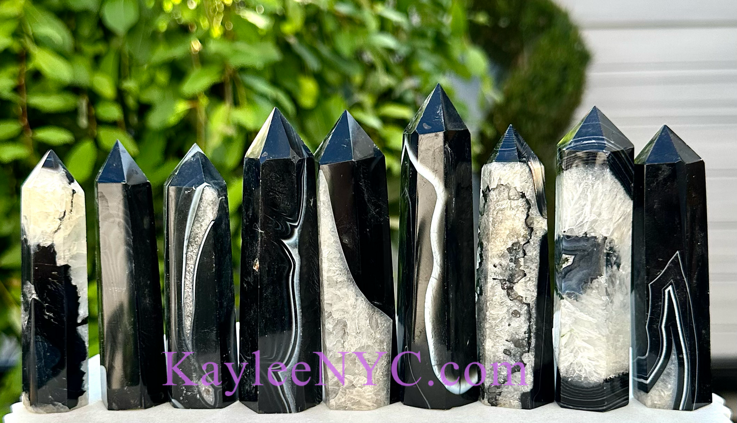 2 lbs Natural Black Onyx Obelisk Tower