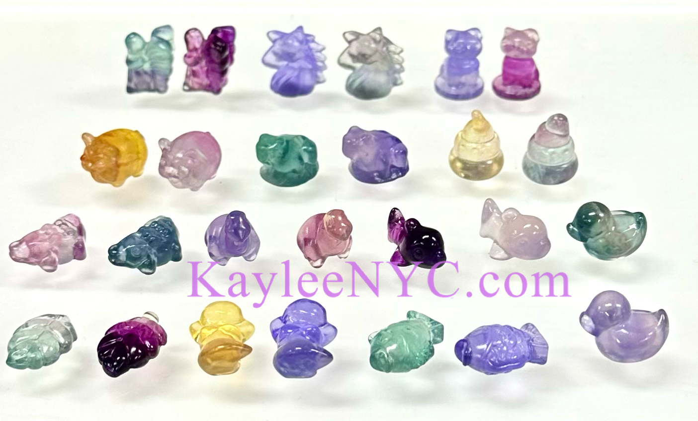 26 pcs Natural Mini Candy Fluorite Carvings