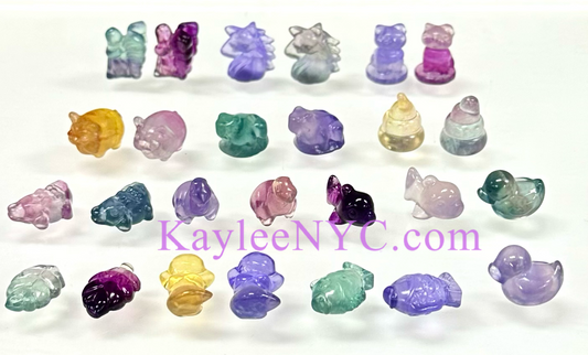 26 pcs Natural Mini Candy Fluorite Carvings